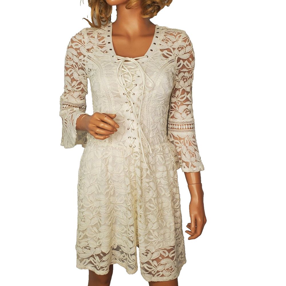 Disney Princess Lace Corset Lace-Up Front Knee Length Dress Ivory Size Small